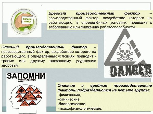 Особенности опасного производственного фактора