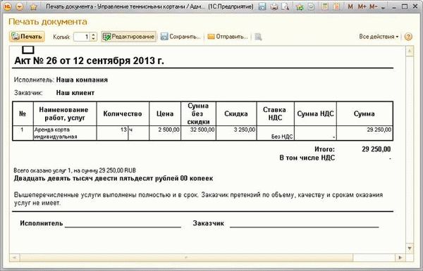 Какие данные должны быть указаны в акте об оказании услуг?