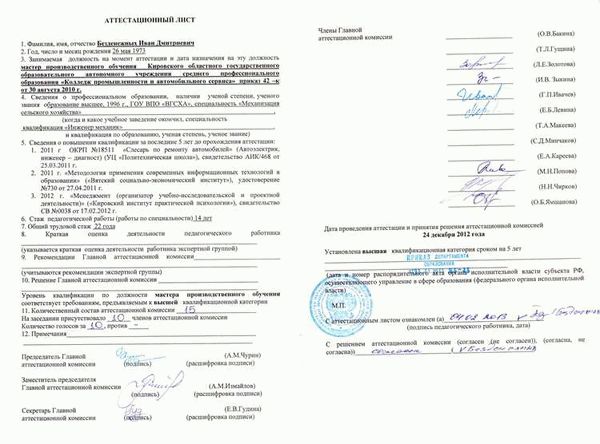 Подготовка документов для аттестации