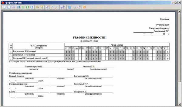 Составление графика работы 2 через 2