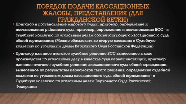 Подача кассационной жалобы в ВС и сроки