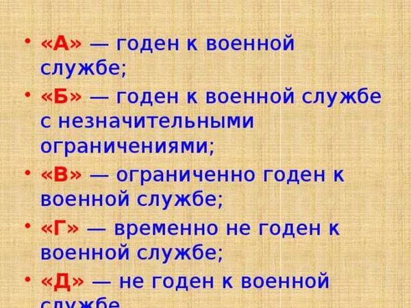 Как определяю категорию годности к военной службе?