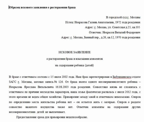 Что указать в исковом заявлении о разводе