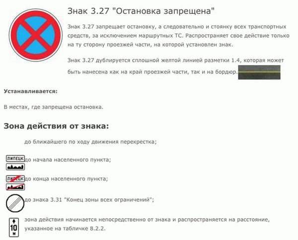 Последствия нарушения правил остановки в зоне действия знака